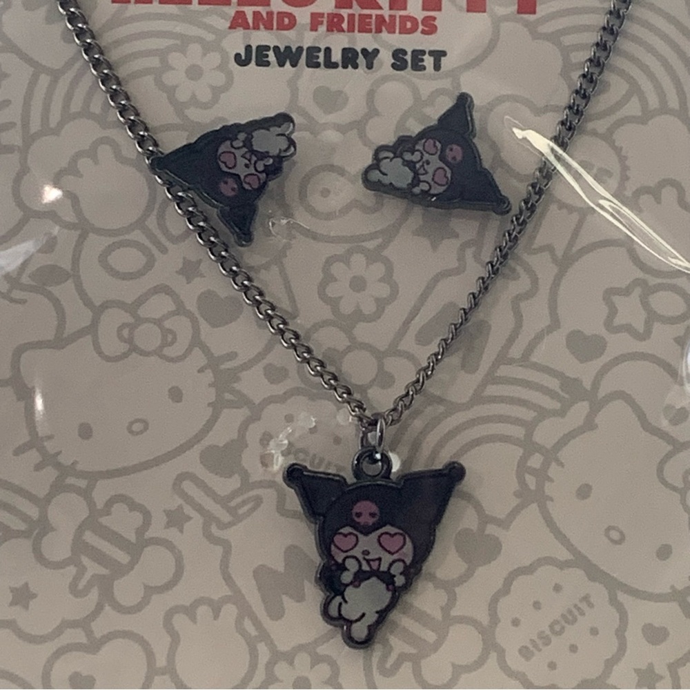 Kuromi Necklace and Earring Set